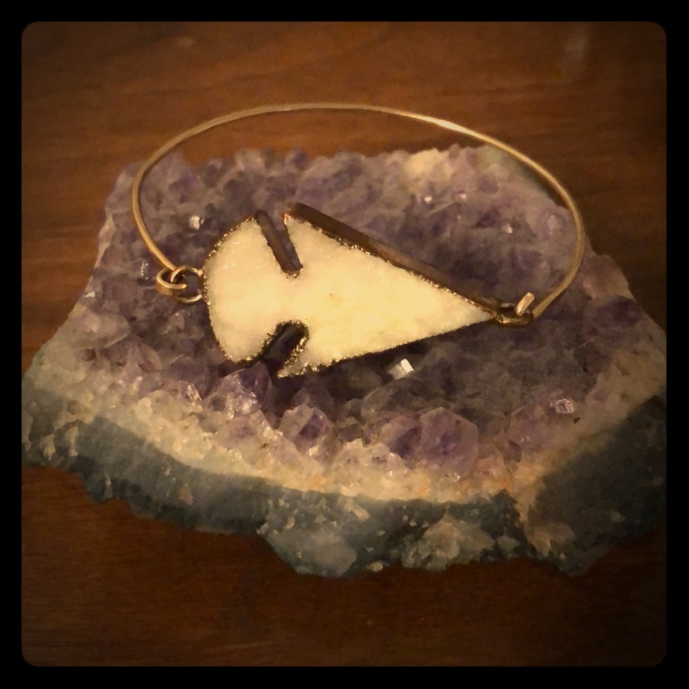 Anthropologie Quartz Arrowhead Gold Bangle